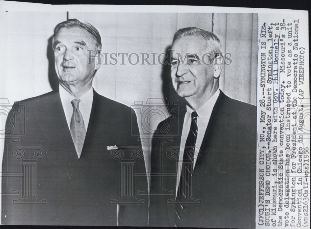 1956 of Sen. Stuart Symington &amp; Gov. Phil Donnelly at democratic con - Historic Images