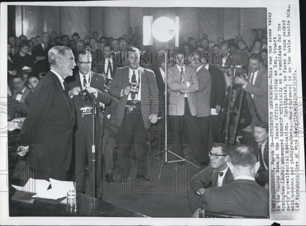 1960 Caucus Room Senate Office Senator Stuart Symington Press Conf. - Historic Images