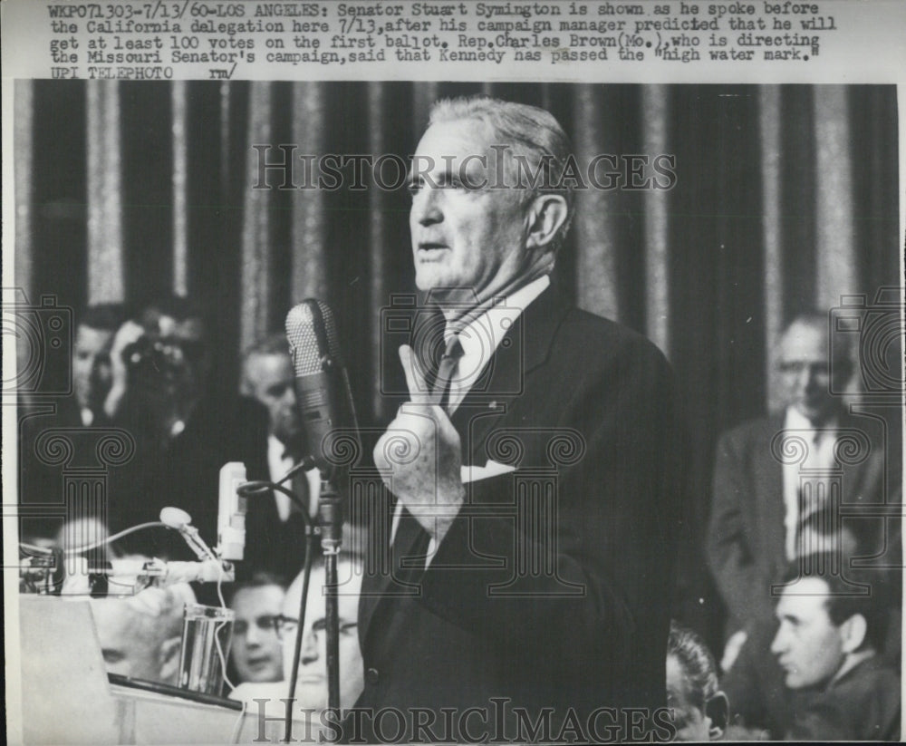 1960 Press Photo Senator Stuart Symington Los Angeles California Delegation - Historic Images