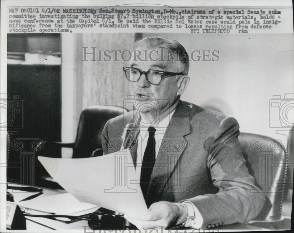 1962 Senator Stuart Symington Democrat Missouri - Historic Images