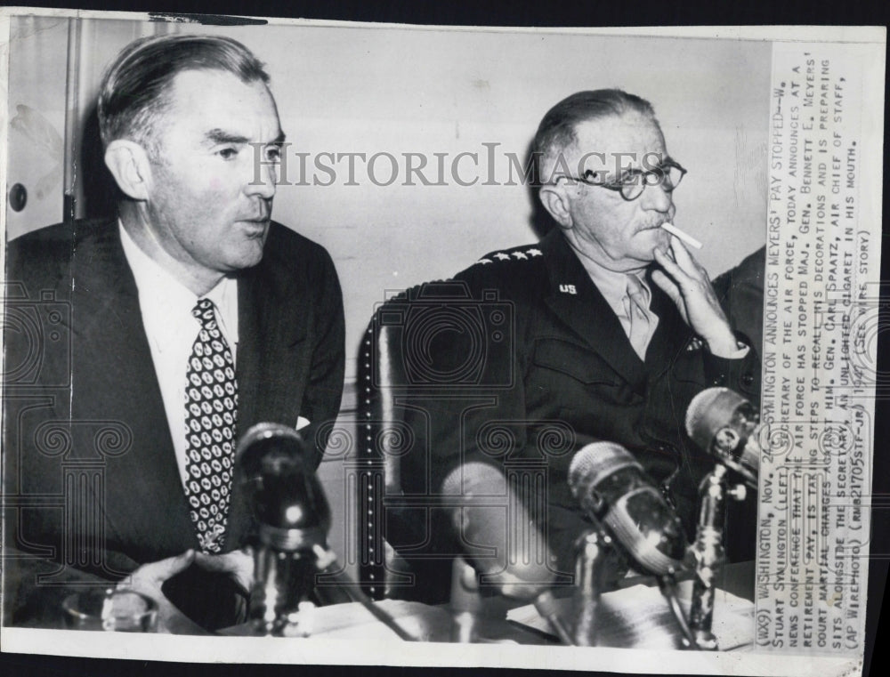 1947 W. Stuart Symington Secretary Air force news conference - Historic Images