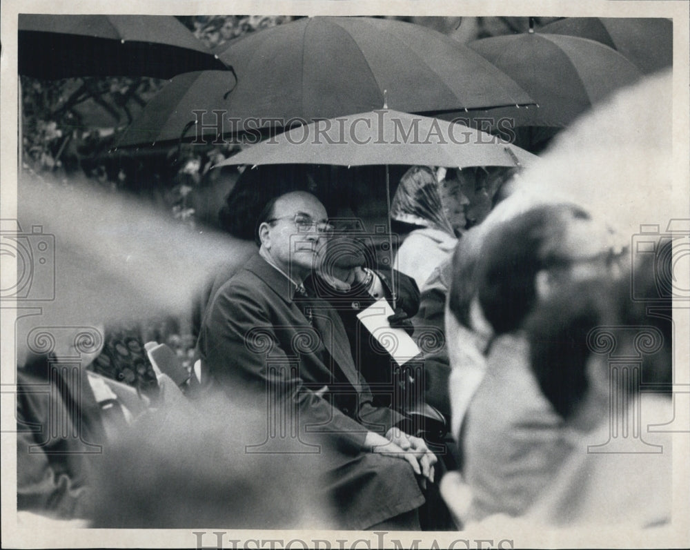 1976 Harvard Nathan Marsh Pusey library dedication ceremonies rain - Historic Images