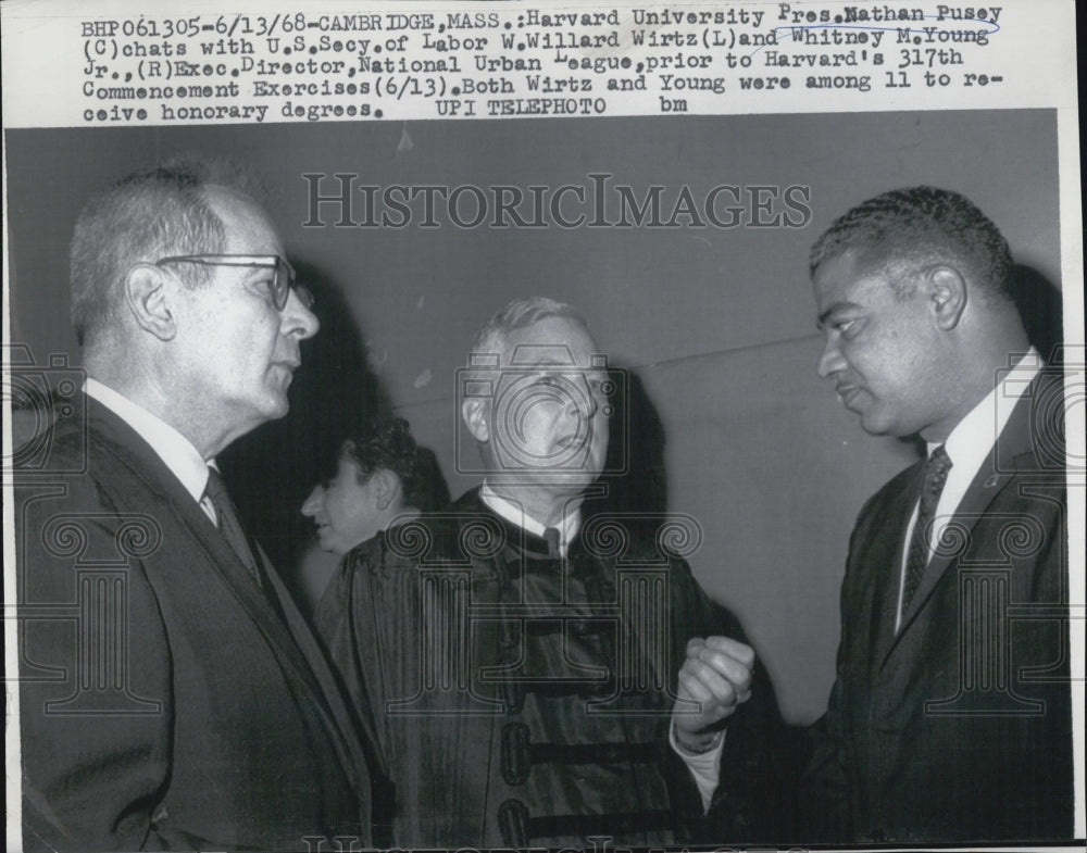 1968 Harvard University President Nathan Pusey Secretary Labor W. - Historic Images