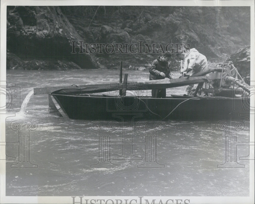 1947 sluice box Philip Bishop mining - Historic Images