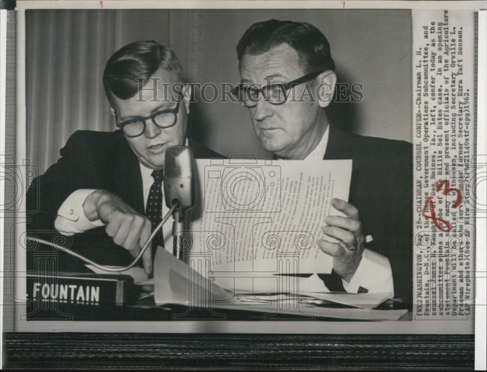 1962 Press Photo Counsel Confer L.H. Fountain James Naughton - Historic Images