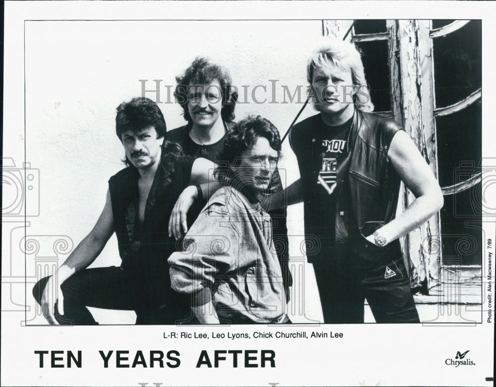 1989 Press Photo English Blues Rock Band &quot;Ten Years After&quot; Members Ric Lee - Historic Images