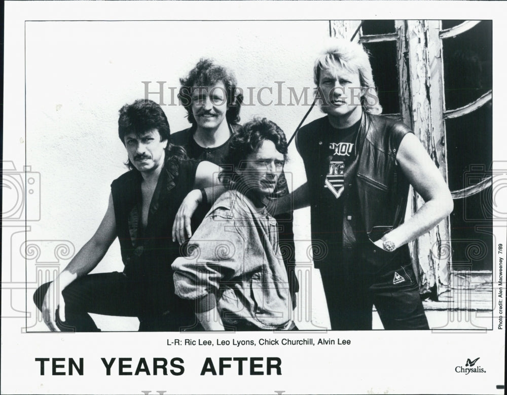 1989 Press Photo English Blues Rock Band "Ten Years After" Members Ric Lee - Historic Images