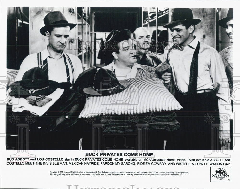 1992 Press Photo Bud Abbott Lou Costello Actors Buck Privates come Home - Historic Images