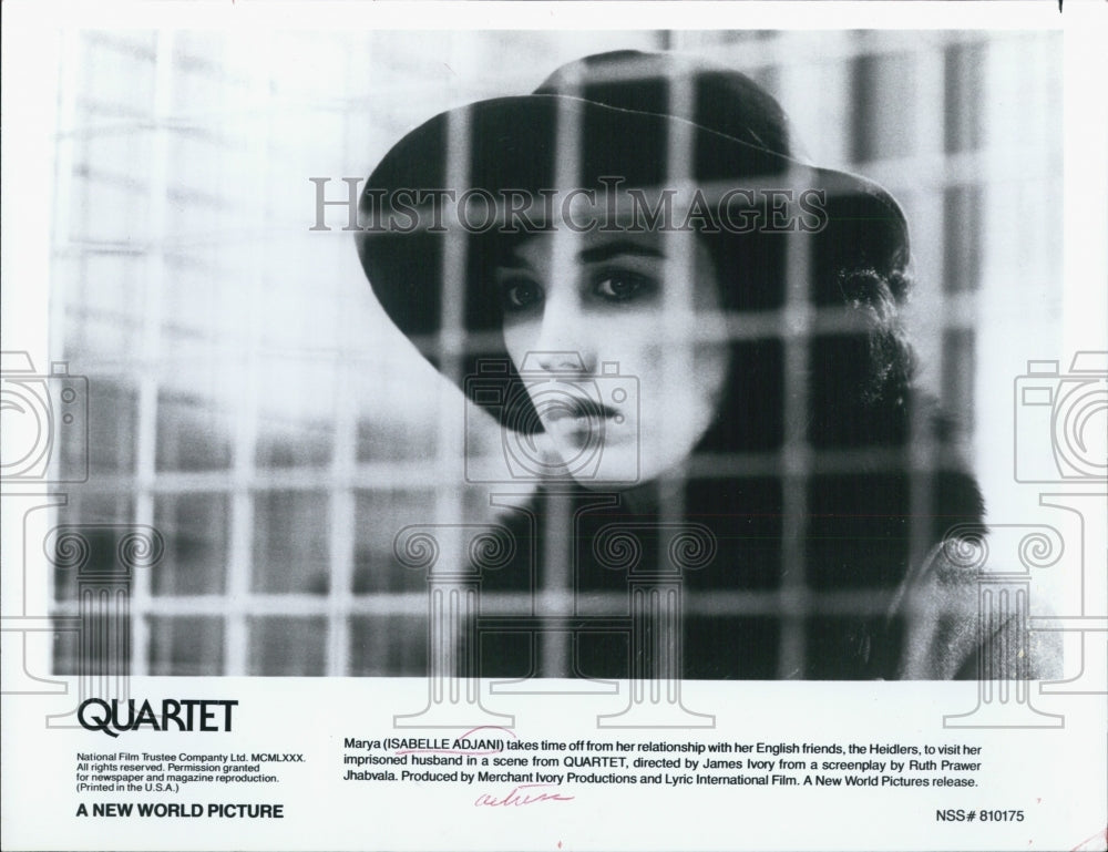 1987 Press Photo Isabelle Adjani in Quartet - Historic Images