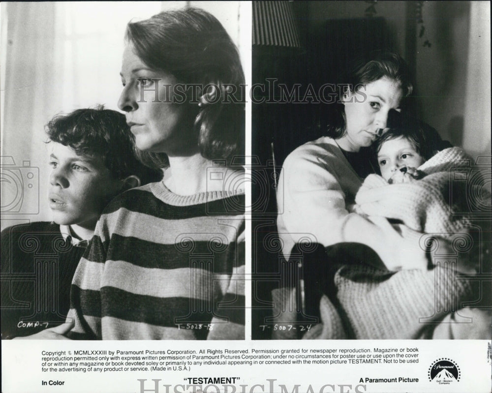 1983 Press Photo Actors Jane Alexander, Ross Harris, Lukas Haas In &quot;Testament&quot; - Historic Images