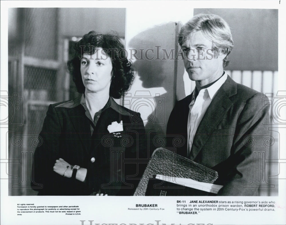 1980 Press Photo Actors Jane Alexander And Robert Redford Starring In &quot;Brubaker&quot; - Historic Images