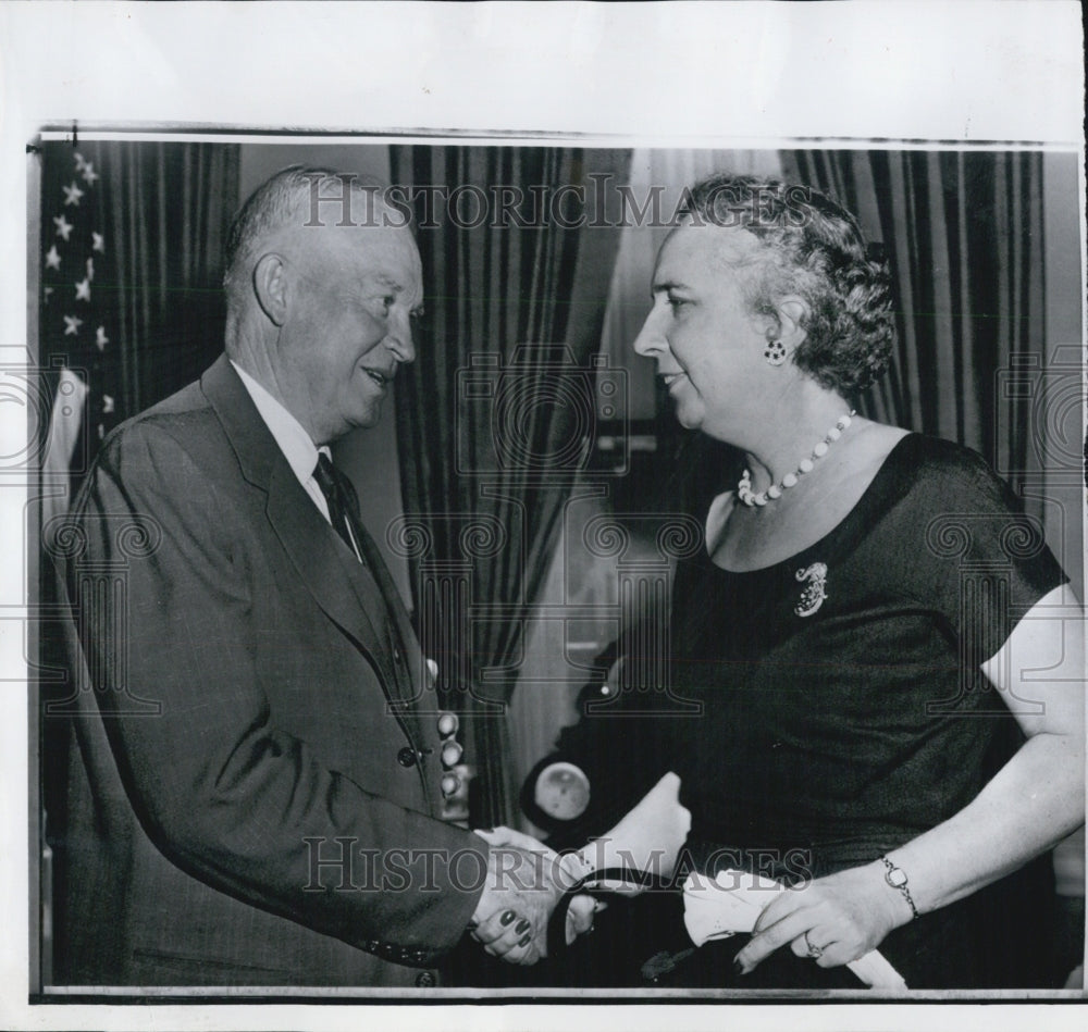 1956 President Eisenhower and Bertha Adkins. - Historic Images