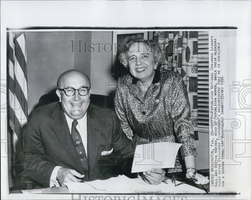 1956 Republican National Chairman Leonard Hall &amp; Bertha Adams,GOP - Historic Images