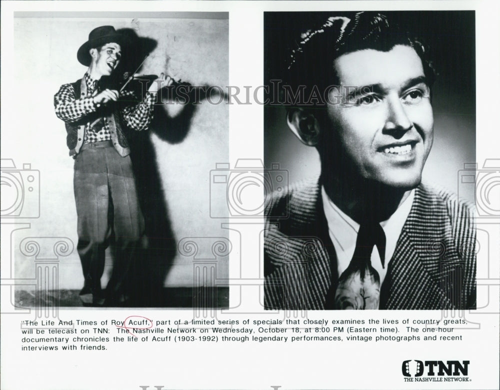 Press Photo &quot;The Life and Times of Roy Acuff.&quot; on TNN TV. - Historic Images