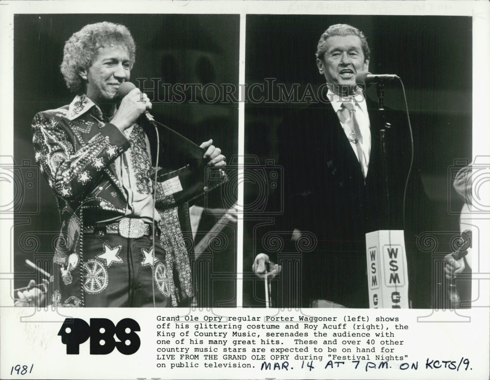 1961 Press Photo Grand Ole Opry Members Porter Waggoner And Roy Acuff - Historic Images