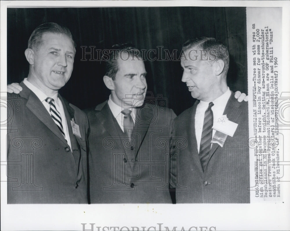 1960 Three men with eyes on high office get together for dinner - Historic Images