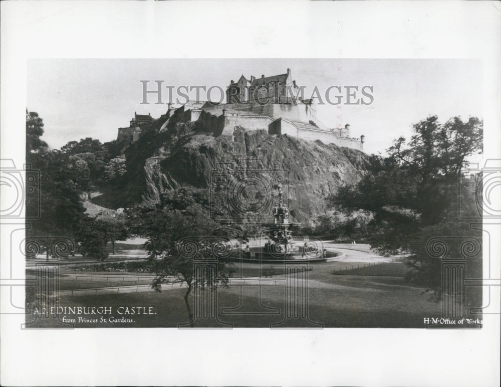 1947 Edinburgh Castle Viewed From Princes Street Gardens, Scotland - Historic Images