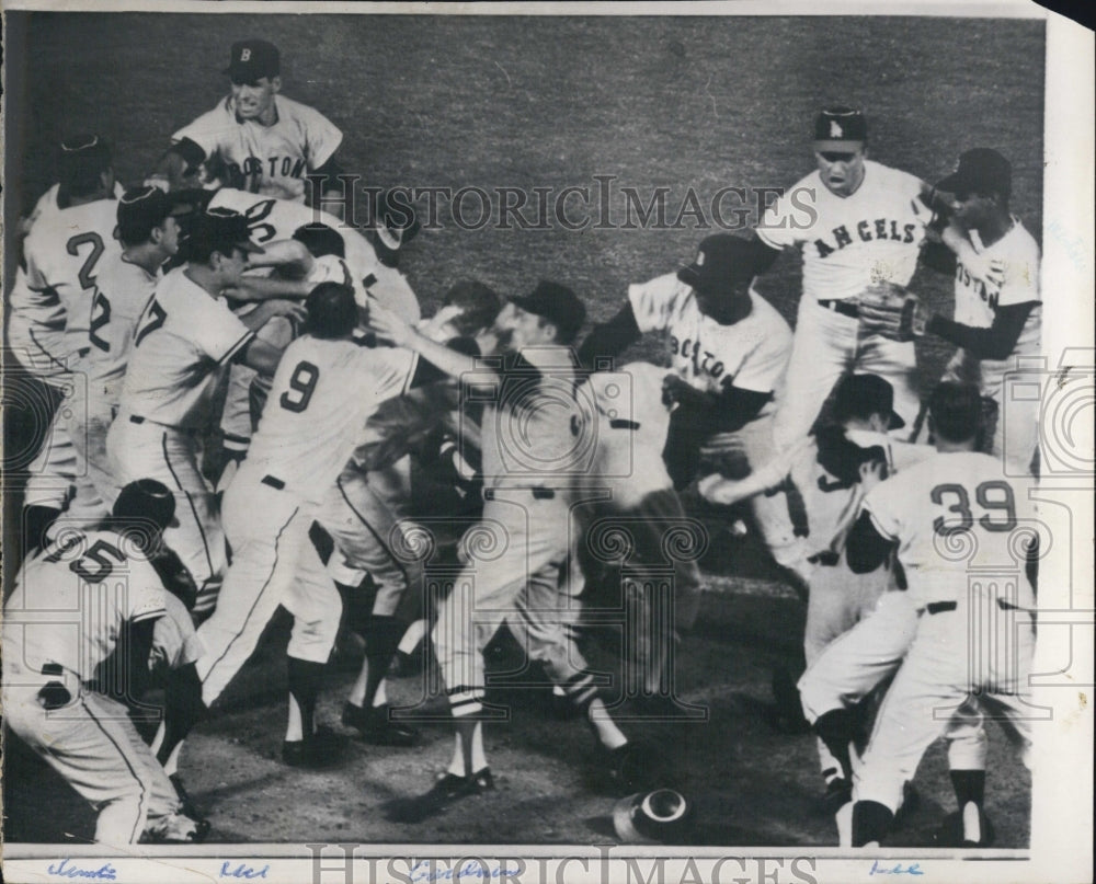 1965 Los Angeles Angels Boston Red Sox Brawl Bob Rodgers Hit By Ball - Historic Images