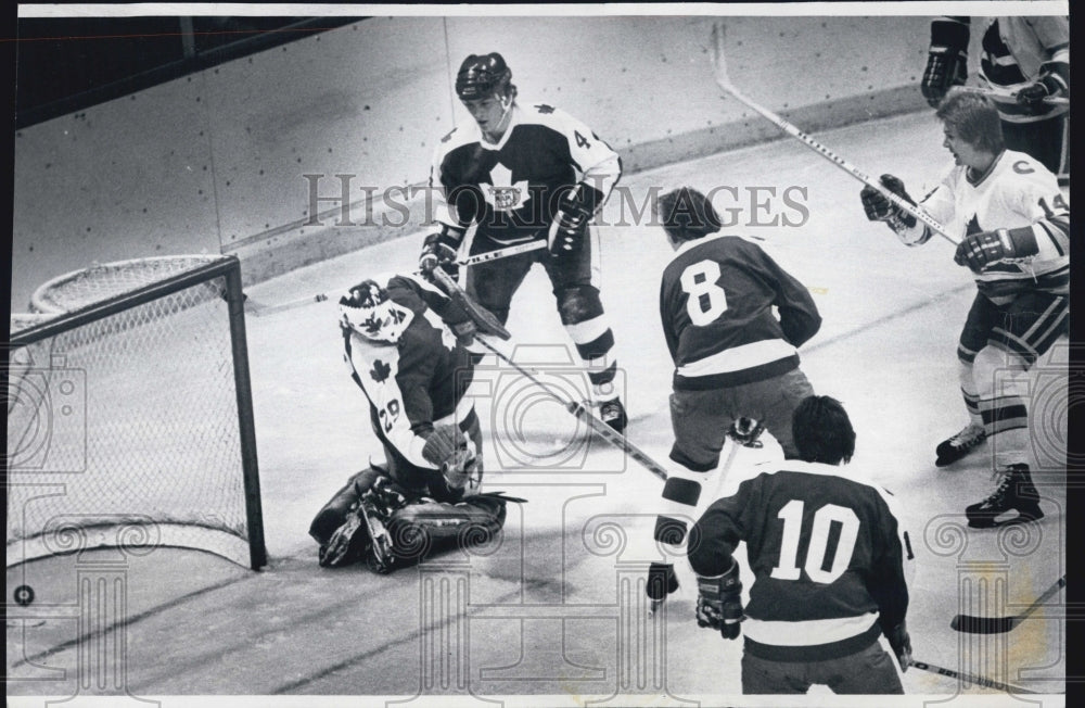 1977 Colorado Rockies Hockey Game Players In Action - Historic Images