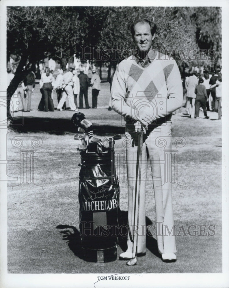 Press Photo Golf Tom Weiskopf Michelob Bag - Historic Images