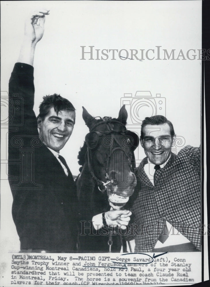 1969 Serge Savard John Ferguson Hold Mr Paul Souvenir Montreal Coach - Historic Images