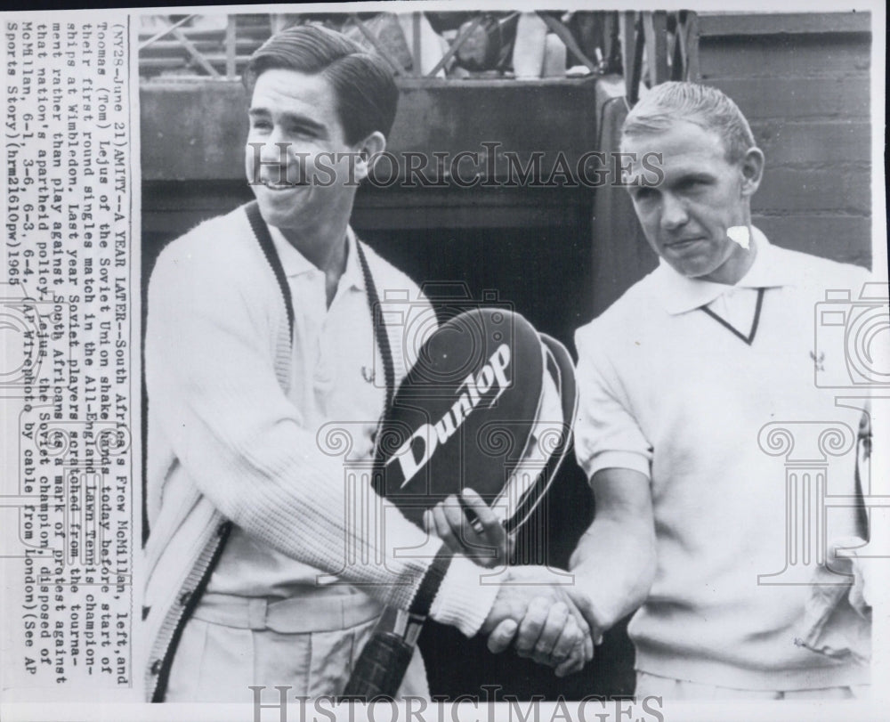 1965 South Africa Tennis Professional Frew McMillan And Toomas Lejus - Historic Images