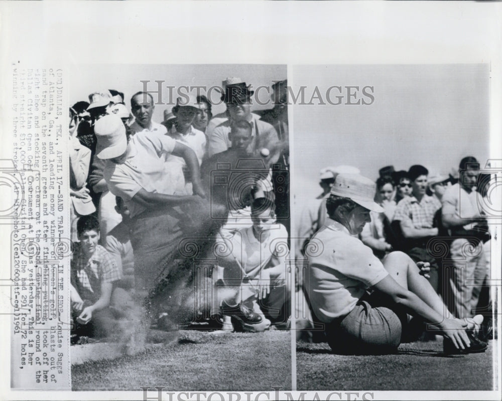 1961 Golfer Louise Suggs Blasts Out Of Sand Trap In Dallas, Texas - Historic Images