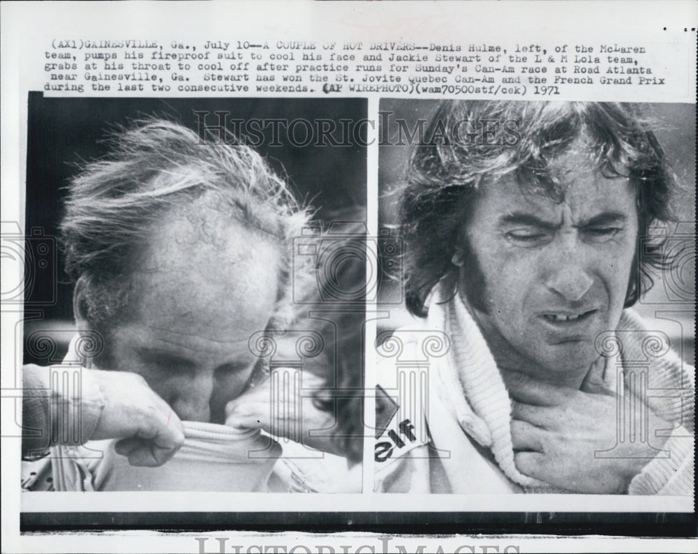 1971 Race Car Drivers Denis Hulme and Jackie Stewart At Practice Run - Historic Images