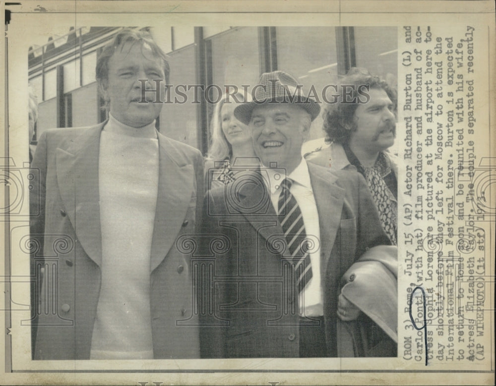 1973 Richard Burton and Carlo Ponti at airport - Historic Images