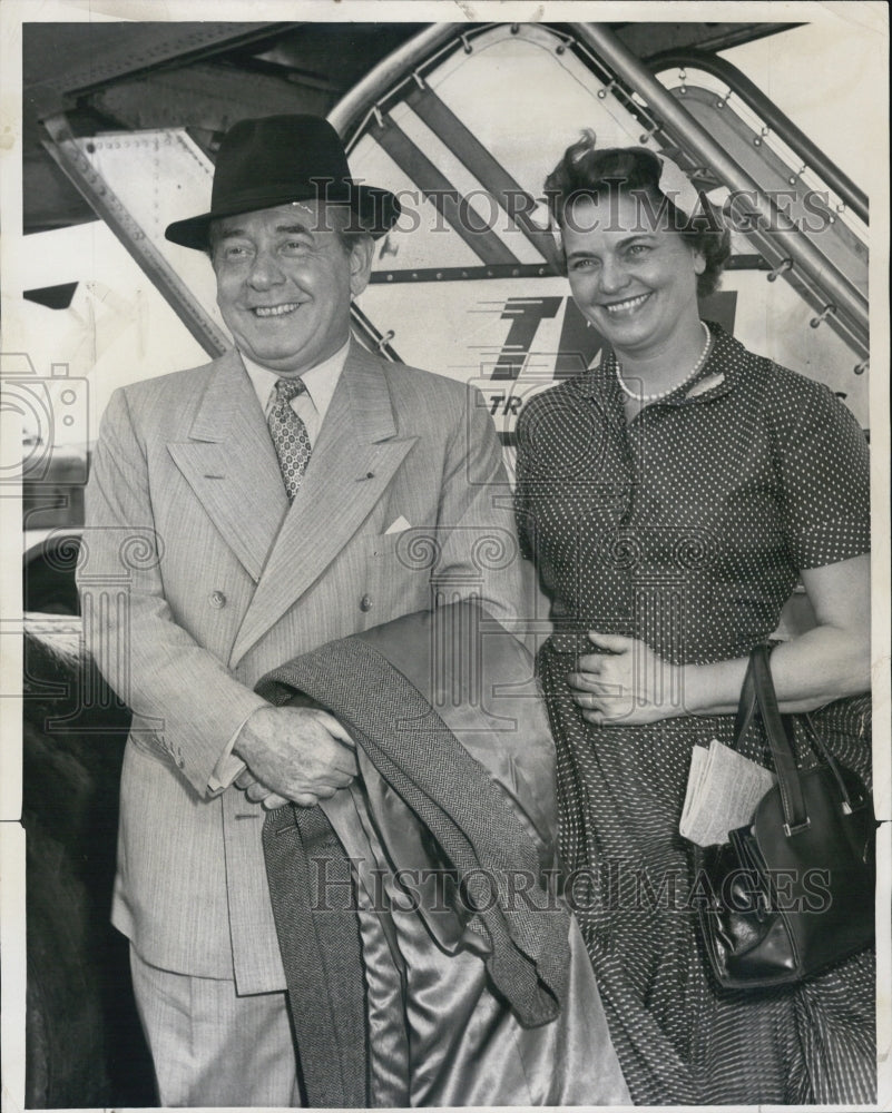 1956 Conductor Eugene Ormandy and Wife Arrive in Chicago - Historic Images