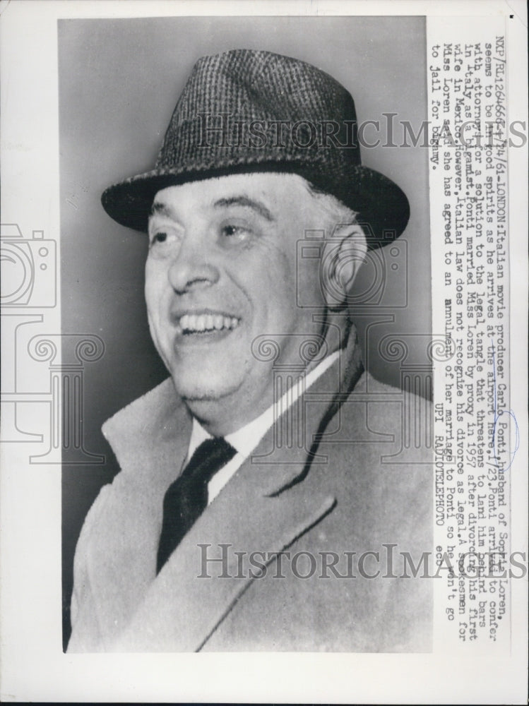 1961 Italian movie producer Carlo Ponti, husband of Sophia Loren - Historic Images