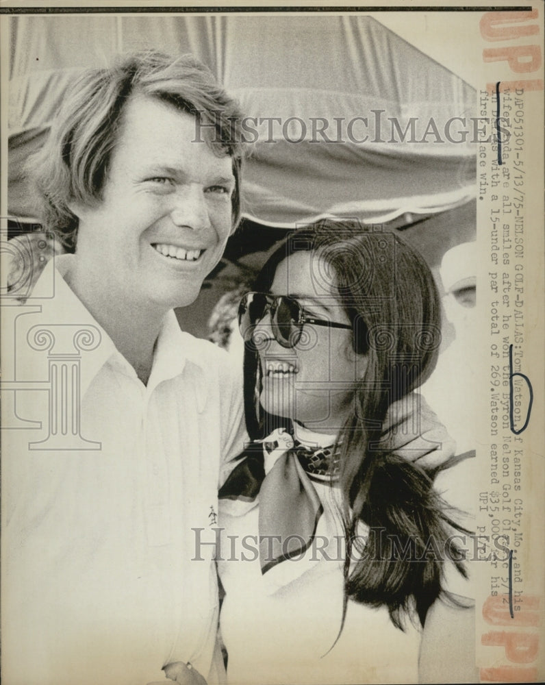 1975 Tom Watson and Linda Watson after he won the Bryron Nelson Golf - Historic Images