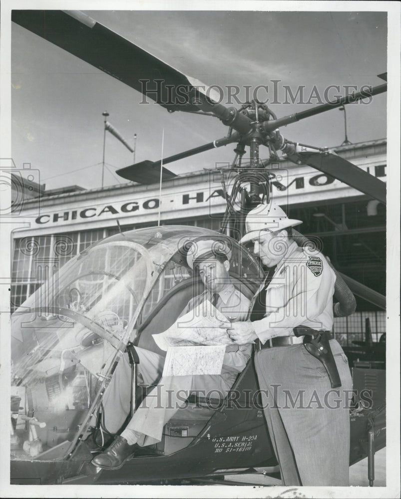 1956 Chicago Hammond Airport Helicopter Captain Walter Reeve - Historic Images