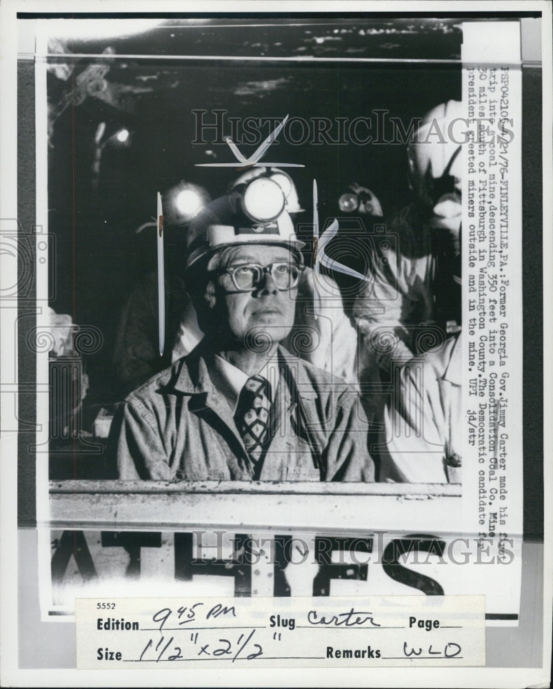 1976 of presidential candidate Jimmy Carter visiting PA coal mine - Historic Images