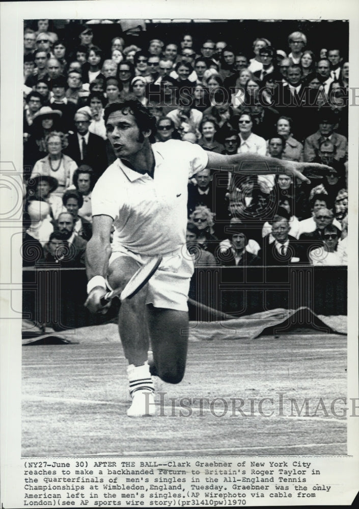 1970 Clark Graebner in quarterfinals of men&#39;s singles - Historic Images