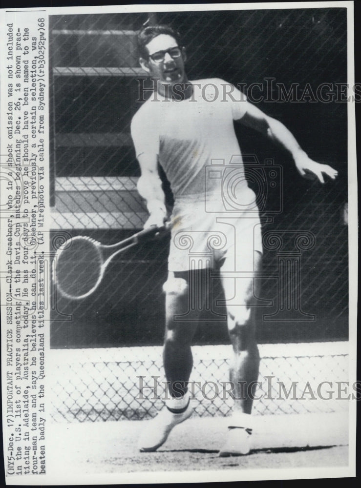 1968 Clark Graebner omitted from Davis Cup matches - Historic Images