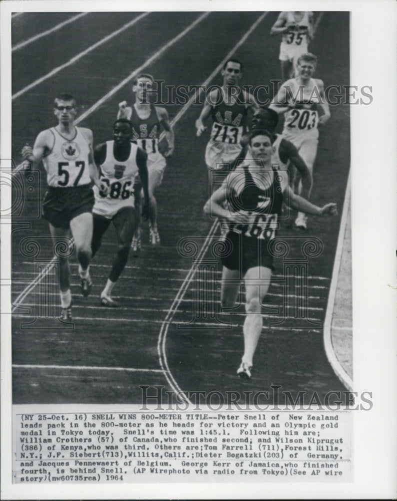 1964 Peter Snell of New Zealand Heading for victory 800 meter title - Historic Images