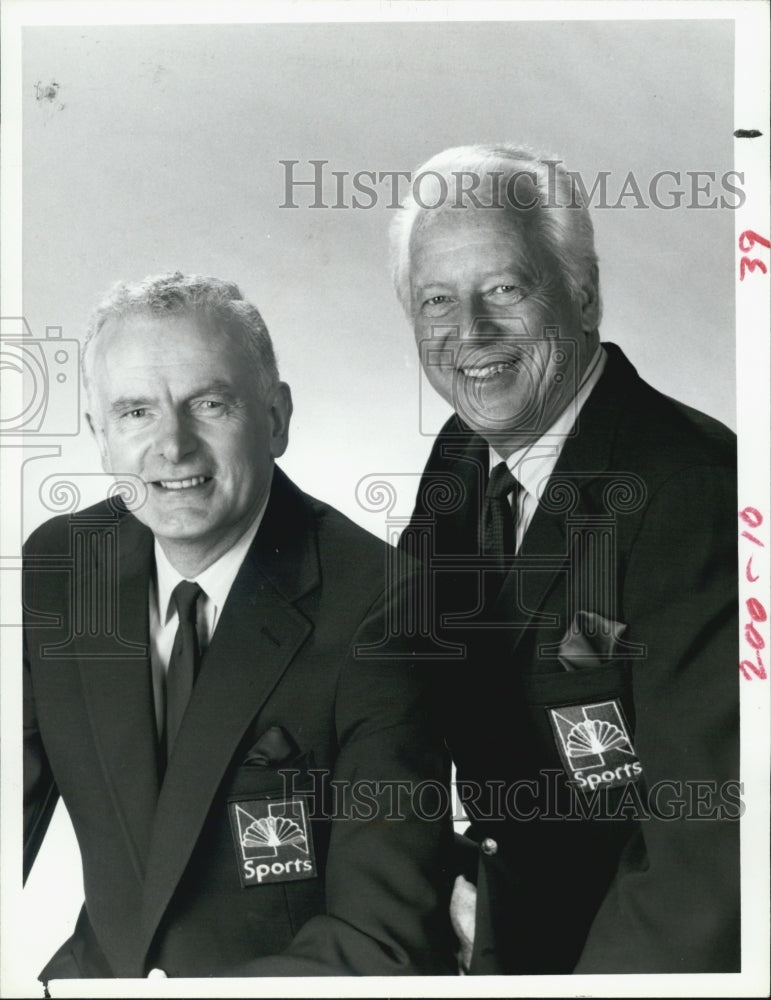 1986 Press Photo Paul Gardner Charlie Jones Sportscasters - Historic Images