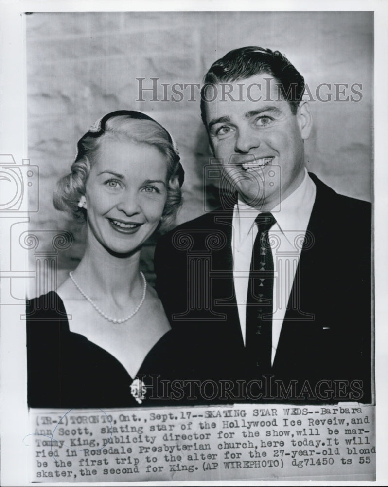 Press Photo Barbara Ann Scott, Tommy King wed. - Historic Images