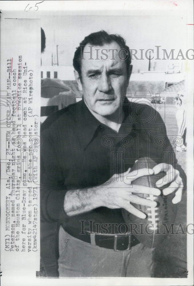 1971 Football Coach Bill Peterson Houston Oilers Rice University - Historic Images