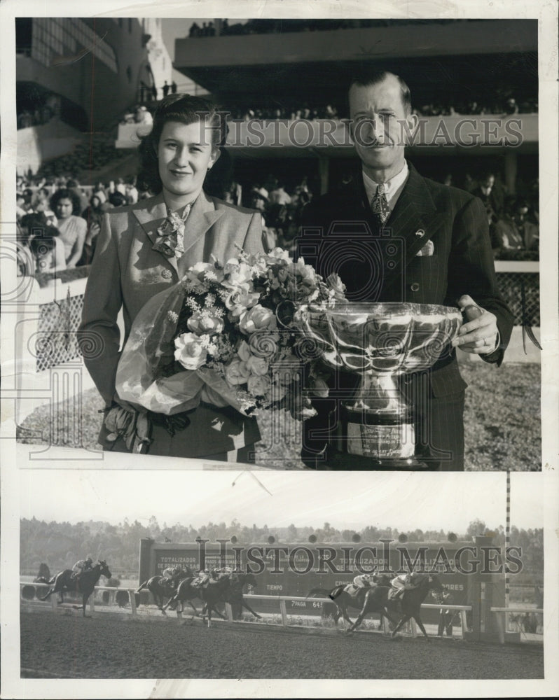 1948 Mexico city first Running of the Clas1co jockey club - Historic Images