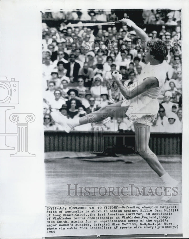 1964 Tennis Professional Margaret Smith Of Australia At Wimbledon - Historic Images