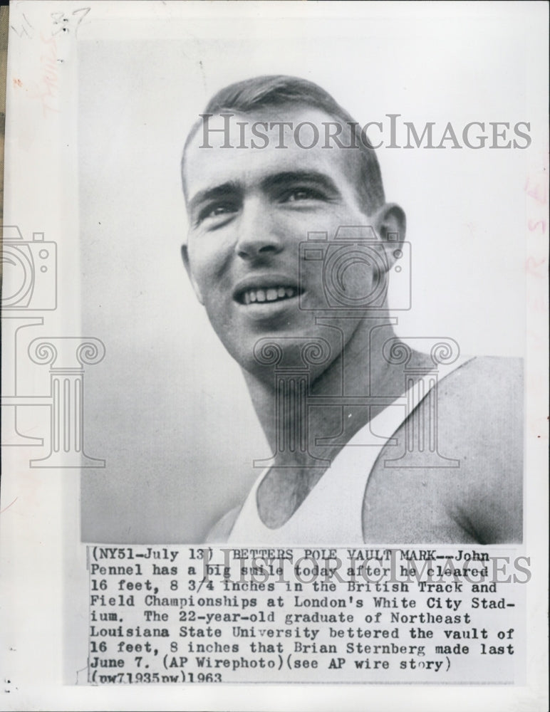 1963 Athlete John Pennel Pole Vaulting World Record Track & Field - Historic Images
