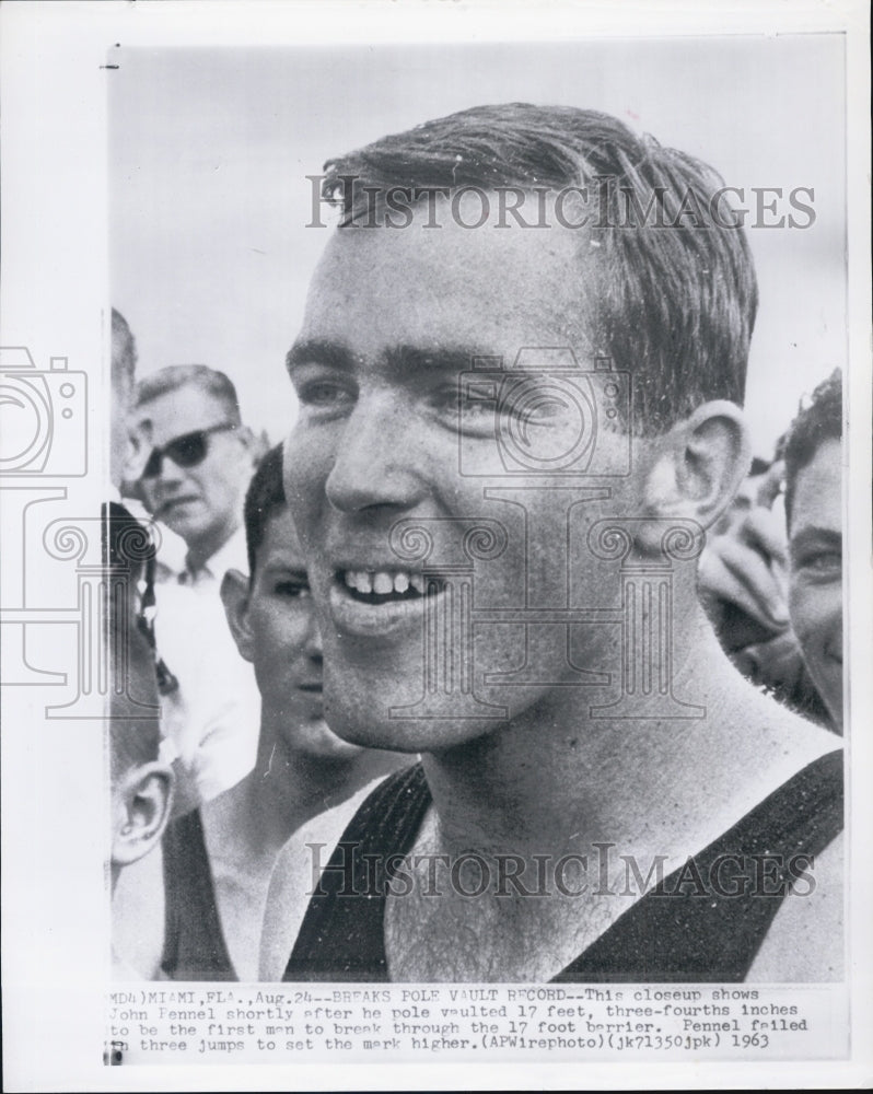 1963 Athlete John Pennel World Pole Vaulting Champion Record Holder - Historic Images