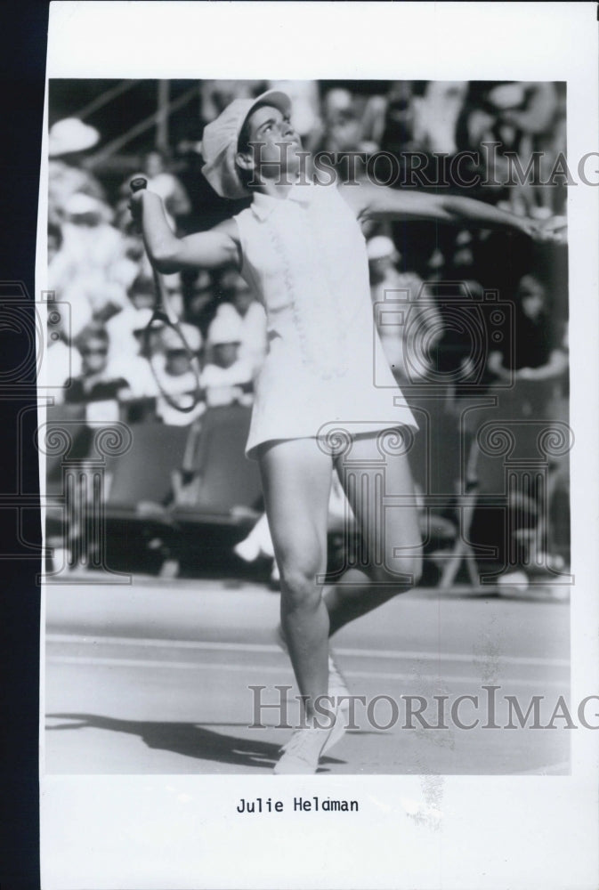 Press Photo Tennis Player Julie Heldman Serving During Match - Historic Images