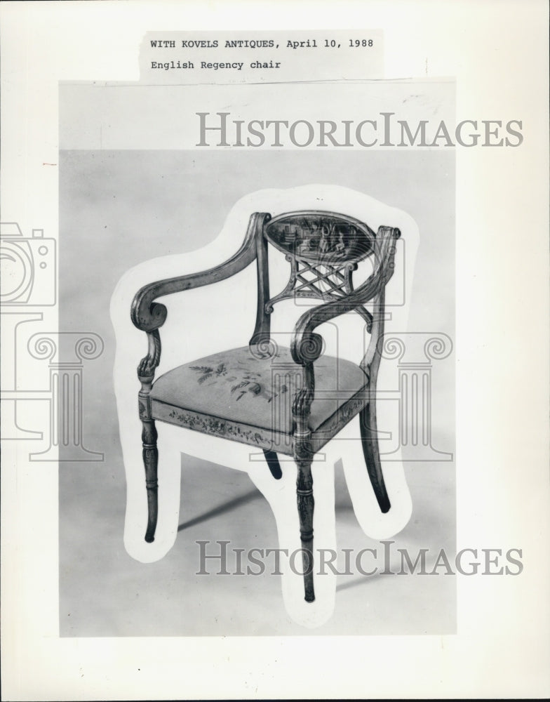 1988 Press Photo English Regency chair inspired ancient Greek designs 1810 - Historic Images
