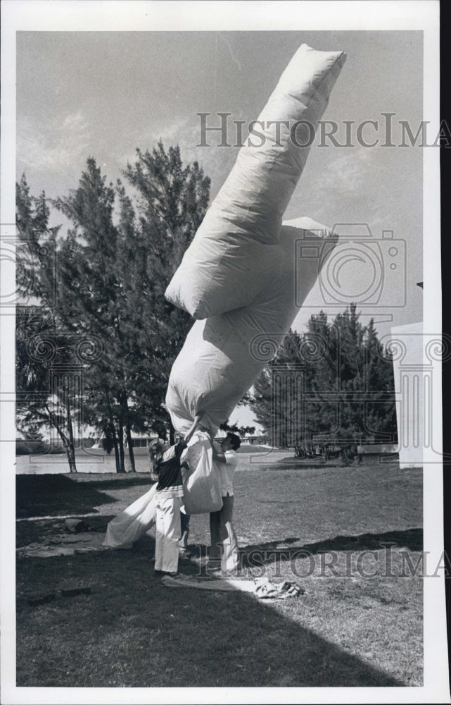 1980 Press Photo Anita Gagnon coordinator Artsurge &#39;80 test launch sailcloth - Historic Images