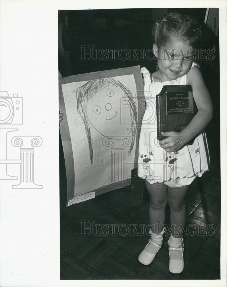 1980 Press Photo Michelle McCann portrait first place award nursery school art - Historic Images