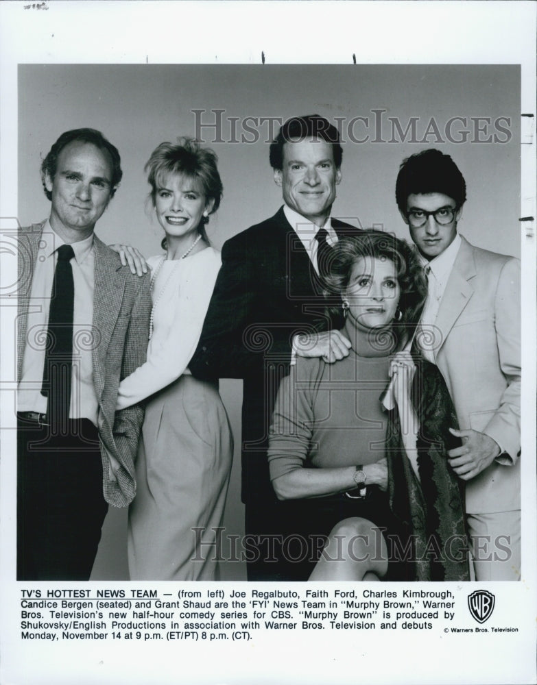 1990 Press Photo Murphy Brown Series Candice Bergen Faith Ford Grant Shaud - Historic Images