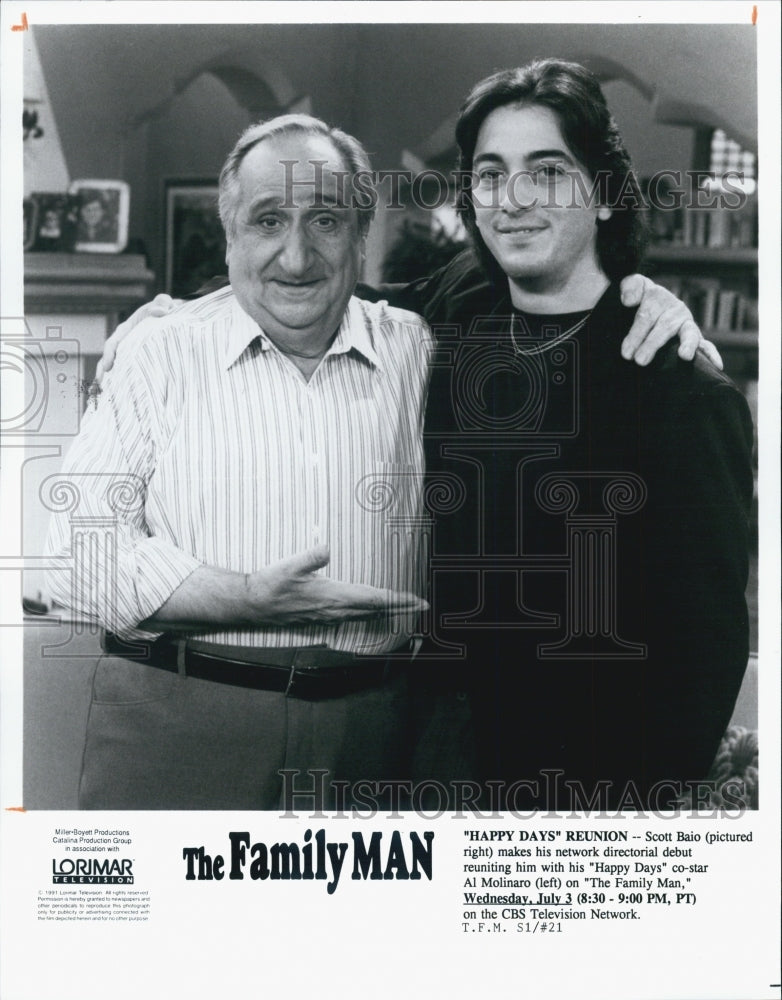 1991 Press Photo The Family Man Series Actor Al Molinaro Director Scott Baio - Historic Images